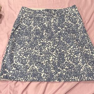 Elegant Blue and White Floral A-Line Skirt